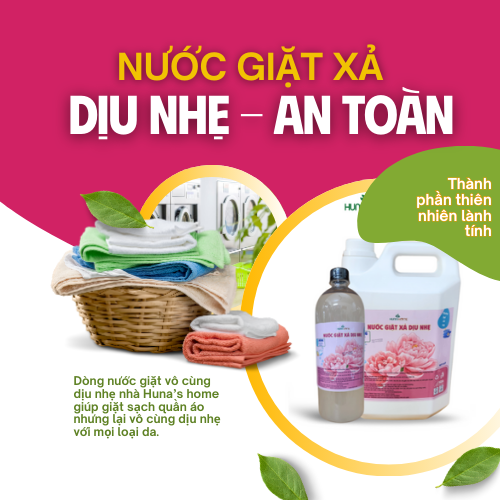 nước giặt xả dịu nhẹ huna’s home, nước giặt hương hoa mẫu đơn, nước giặt xả thiên nhiên, nước giặt an toàn cho da nhạy cảm, nước giặt xả cho bé, nước giặt xả huna’s home