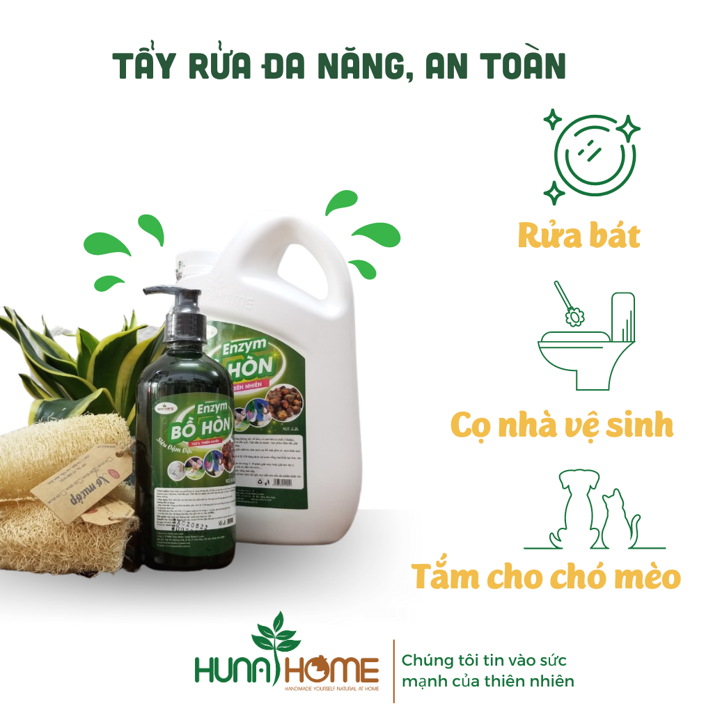 Nước Rửa Chén Bát Enzym Bồ Hòn Đậm Đặc Huna’s Home - Ảnh 2
