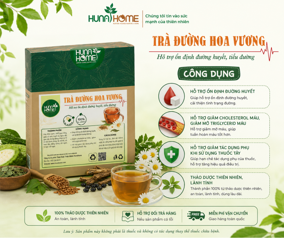 TRÀ ĐƯỜNG HOA VƯƠNG – GIẢI PHÁP THẢO DƯỢC HỖ TRỢ ỔN ĐỊNH ĐƯỜNG HUYẾT TỪ THIÊN NHIÊN - Ảnh 2