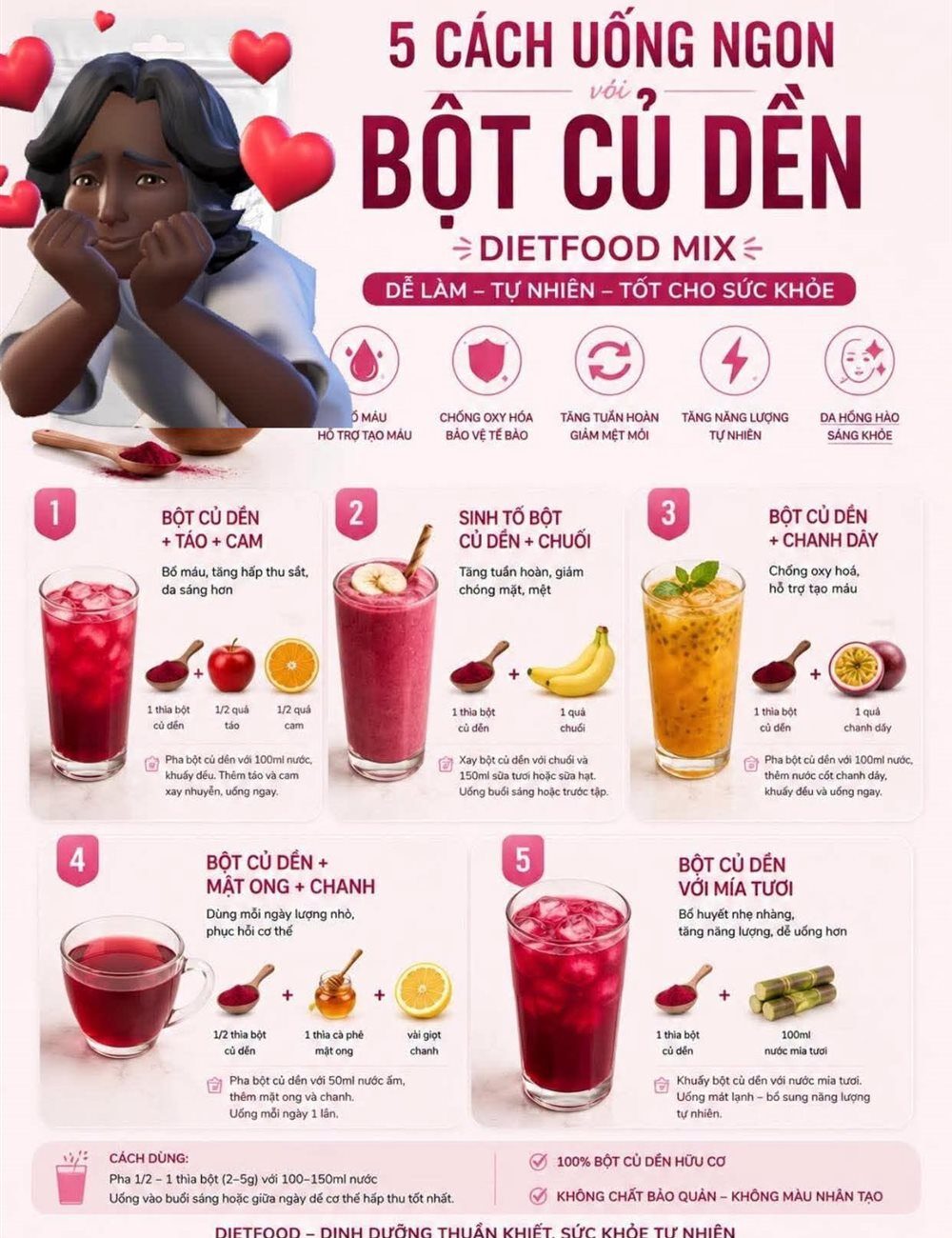 5 cách pha bột củ dền